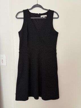 Loft Dotted V Neck Shift Dress - Size 8